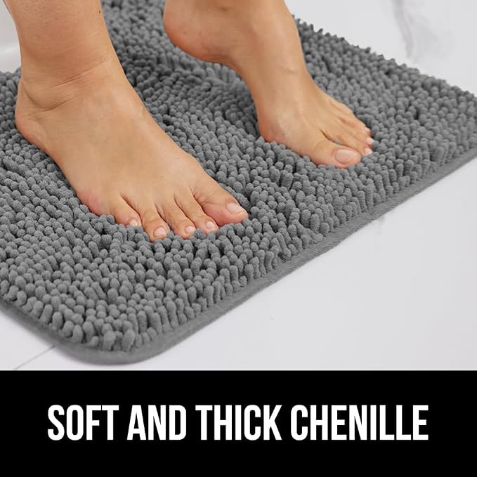 GORILLA GRIP Plush Absorbent Shaggy Chenille Bath Rug Mat - Image 4