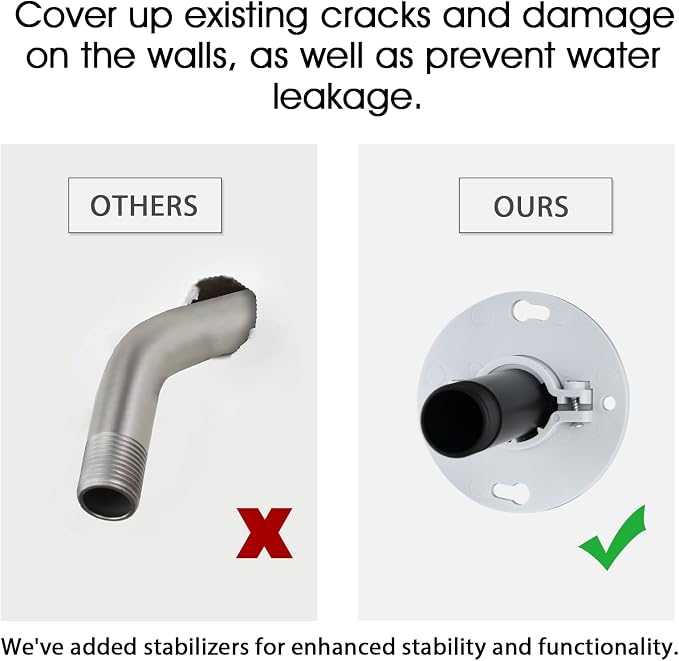6 Inch Shower Arm with Flange and Stabilizer Bracket, Ceiling Mount Replacement - Image 3