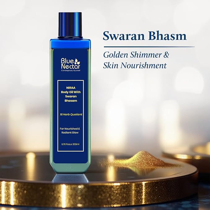 Blue Nectar Body Oil with Swaran Bhasam - Image 3