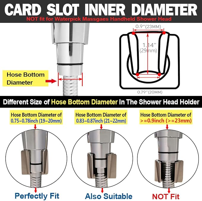 Shower Head Holder All Metal Handheld Shower Wand Bracket Adhesive Shower Wall - Image 3