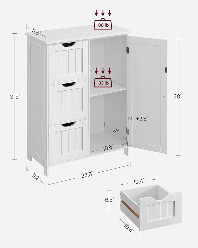 VASAGLE Floor Storage Cabinet, Freestanding Storage Unit - Image 2