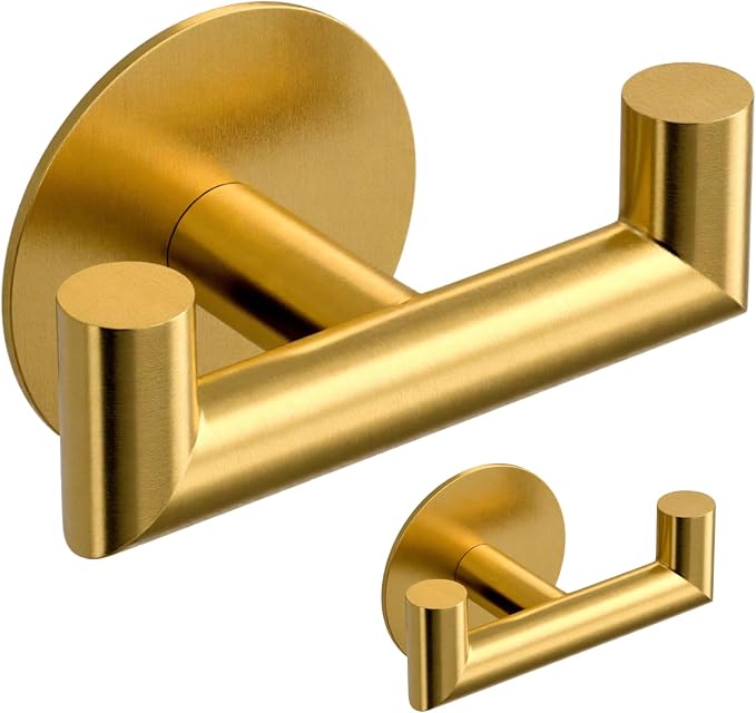 2 Pack Brushed Gold Bathroom Hooks by GWAAZXGZ