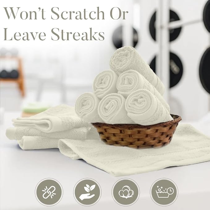 DAN RIVER 12-Pack Premium 100% Cotton Ivory Face Towels – Reusable Face Towel - Image 6
