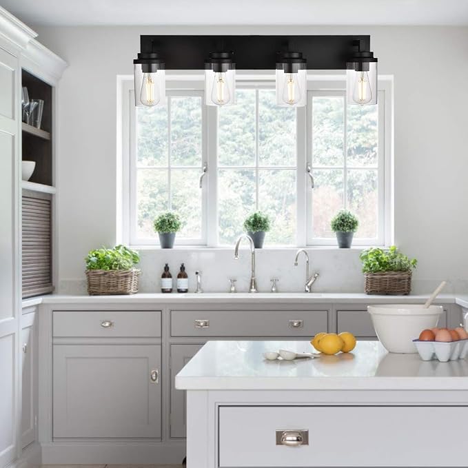 MELUCEE 4-Light Vanity Lights Over Mirror, Farmhouse Bathroom Light Fixtures - Image 4
