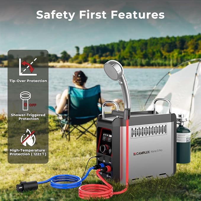 CAMPLUX Nano 3 Pro 1 lb Propane Portable Water Heater, Table Top Camp Water - Image 6