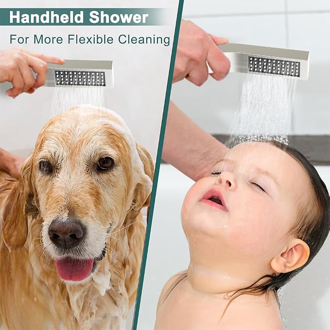 Rain Shower System Brushed Nickel, Starbath 12“ Rainfall Shower Head - Image 5