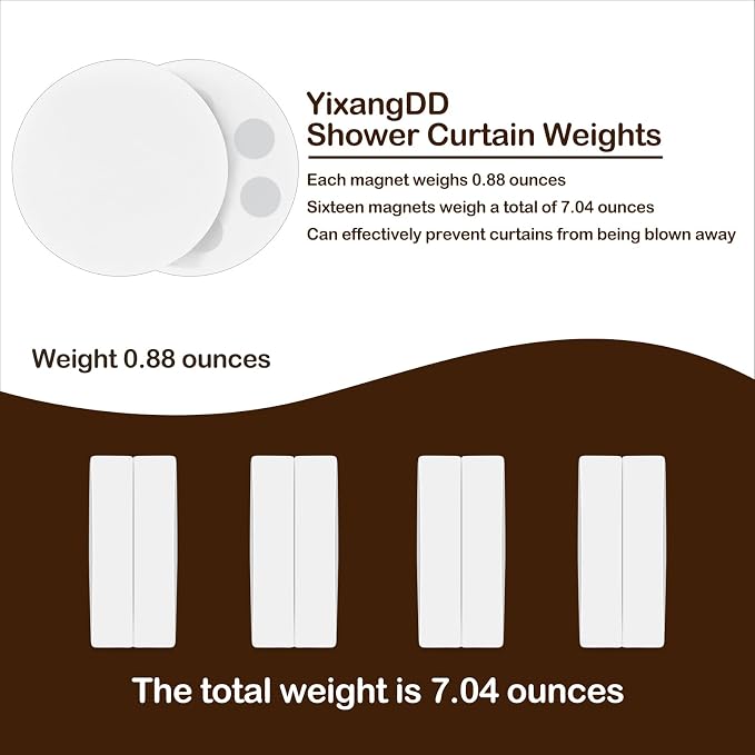 8 Pack Shower Curtain Weights, Rubber Covered Magnetic Curtain Weights - Image 3