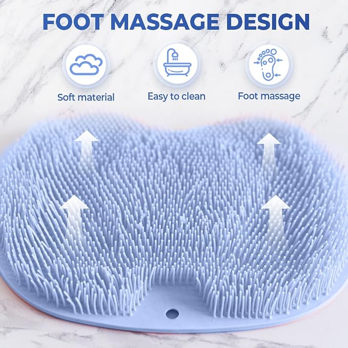 Shower Foot Scrubber Mat with Non-Slip Suction Cups, Foot Back Cleaning Pad - Image 3
