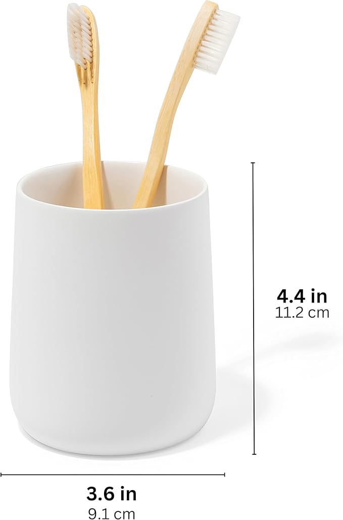 Matte White Toothbrush and Toothpaste Holder and Cup - Image 5