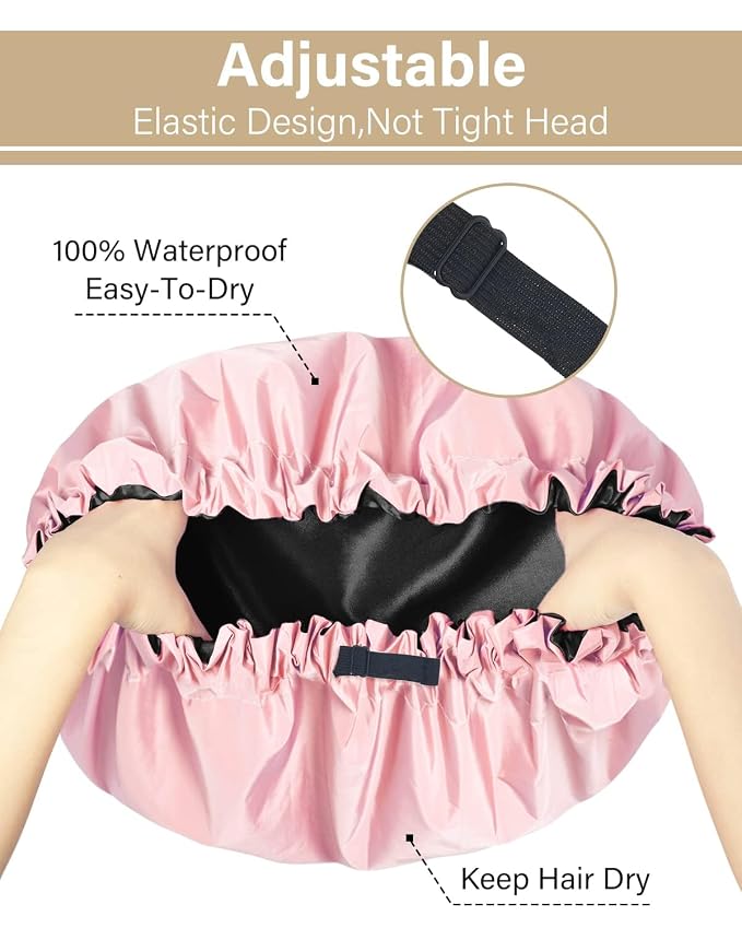 Aquior Shower Cap, Extra Adjustable Shower Caps - Image 4