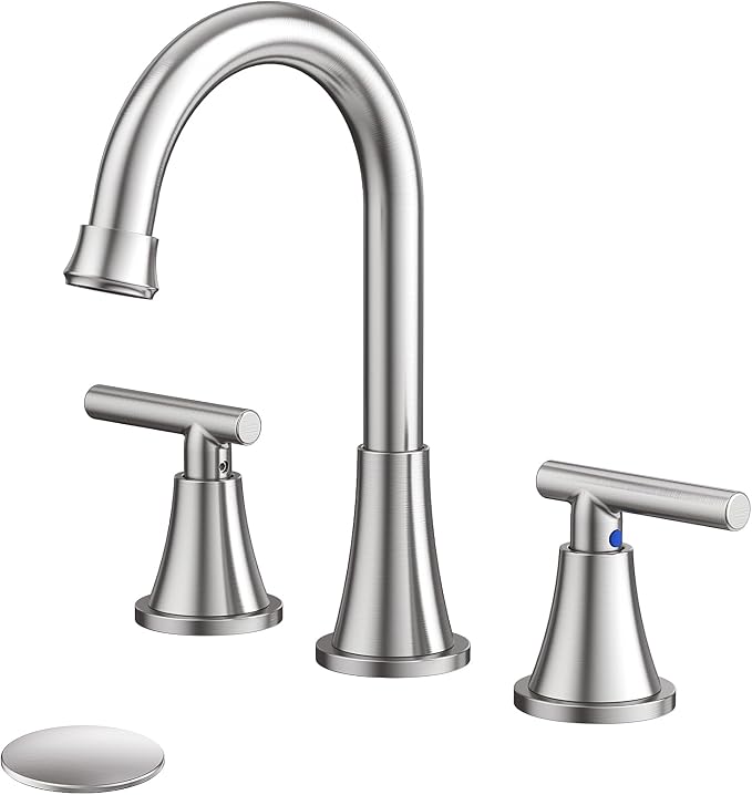 Bathroom Faucets for Sink 3 Hole, Hurran Brushed Nickel Bathroom Sink Faucet by Hurran