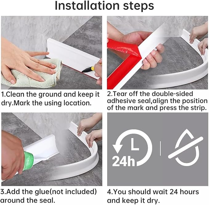Flexible Rubber Shower Water Stopper Strip, 2m Length Bathroom Floor Dam Barrier - Image 8