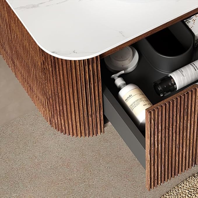 24" Floating Bathroom Vanity Without Sink, Marble Top, Solid Wood Surface and - Image 5