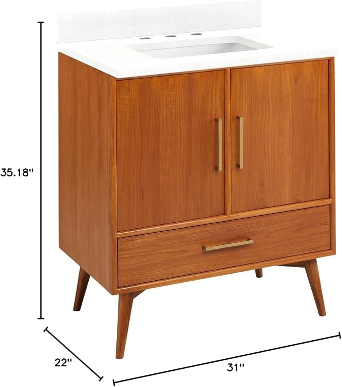 Signature Hardware 953363-30-RUMB-8 Novak 30" Freestanding Teak Single Basin - Image 2