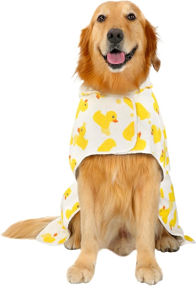 HDE Dog Bathrobe Super Absorbent Quick Drying Puppy Towel Wrap Coat Adjustable - Image 4