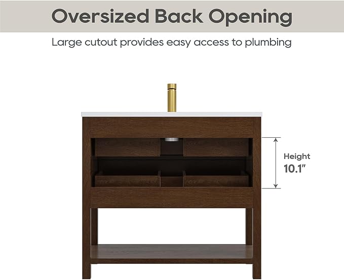 36 Inch Bathroom Vanity with Sink, Farmhouse Storage Cabinet with Drawers & - Image 7