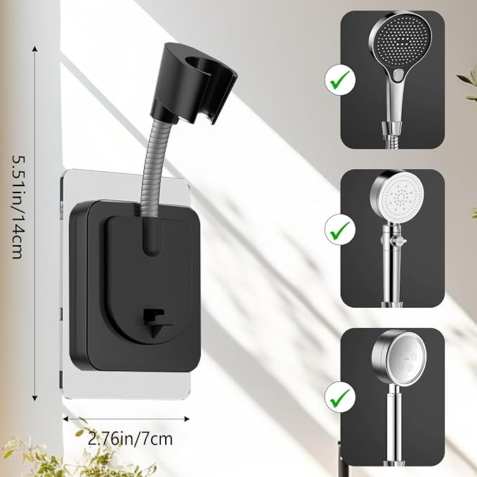 360° Adjustable Flexible Suction Cup Shower Head Holder, Wall Mount - Image 2