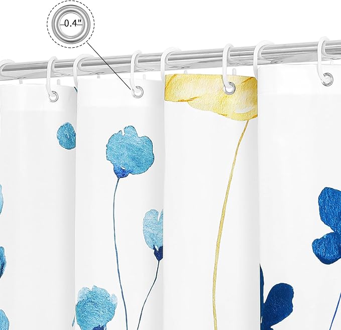 Gibelle Watercolor Floral Shower Curtain, Modern Minimalist Waterproof Fabric - Image 5