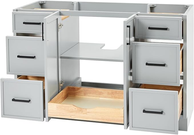 ARIEL Kelly 54 inch Bathroom Vanity Without Sink in Grey, Bathroom Base Cabinet - Image 4
