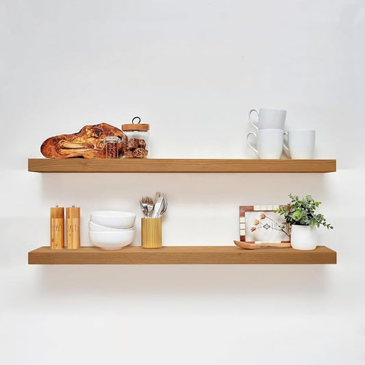 Homeforia 42 inch Golden Oak Floating Shelf, High End Solid Real Wood 42inch by Homeforia