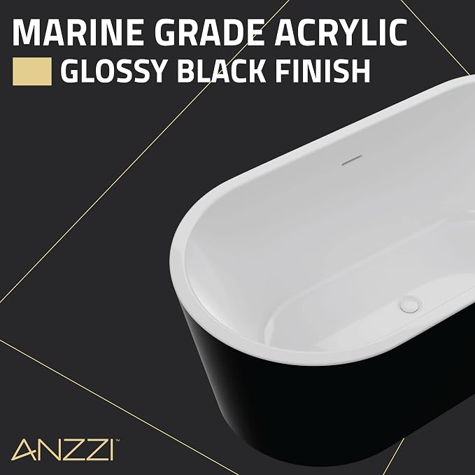 ANZZI 55 Inch Acrylic Freestanding Bathtub In Glossy White | Chand Pre-plumbed - Image 4