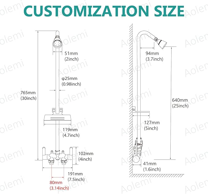 Aolemi Outdoor Shower Fixtures, Outdoor Shower Kit Faucet System 3 Inch Center - Image 8