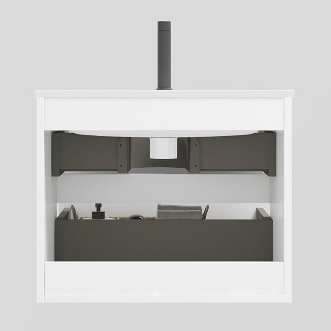 24" Bathroom Vanity with Sink, Modern Floating Vanity with Double Soft Closing - Image 7