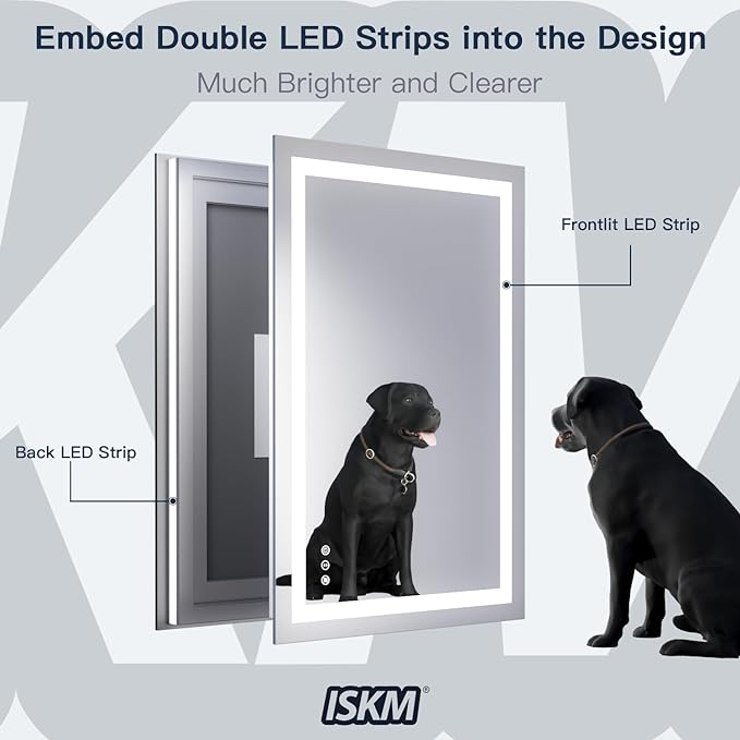 ISKM 40'' x 24'' LED Mirror for Bathroom Lighted Vanity Mirror for Wall Front - Image 2