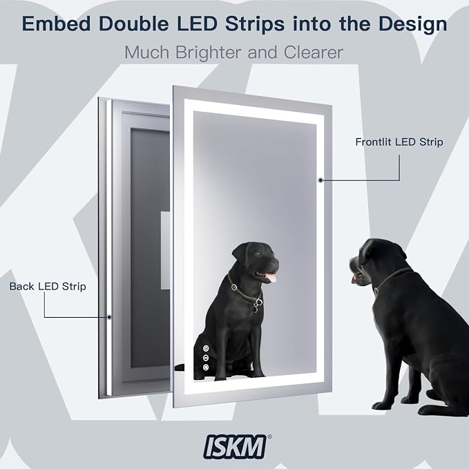 ISKM 77'' x 36'' LED Mirror for Bathroom Lighted Vanity Mirror for Wall Front - Image 2