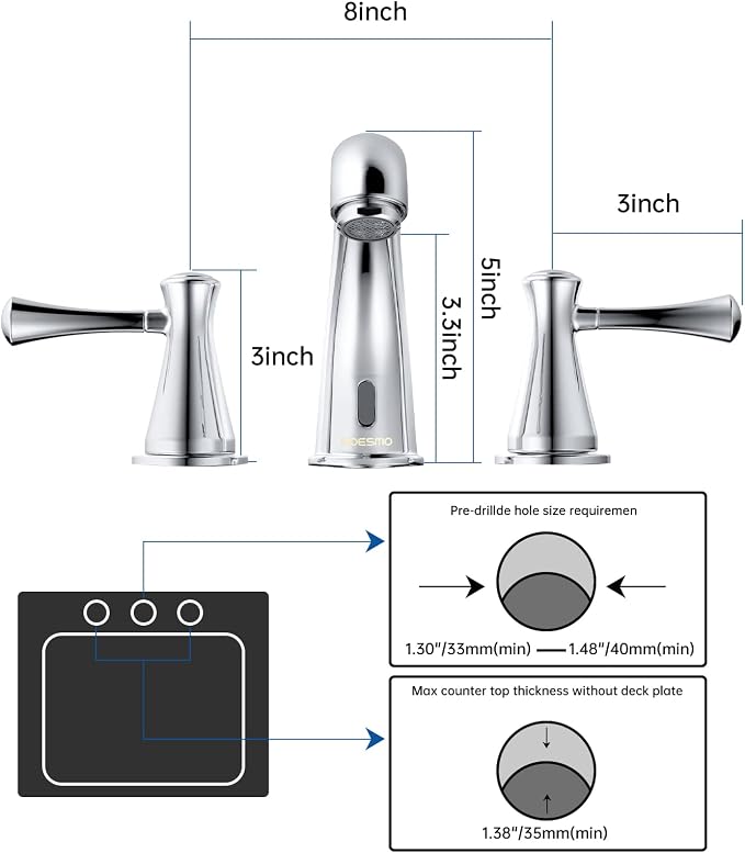 Touchless Bathroom Faucet for 3 Holes - Image 8