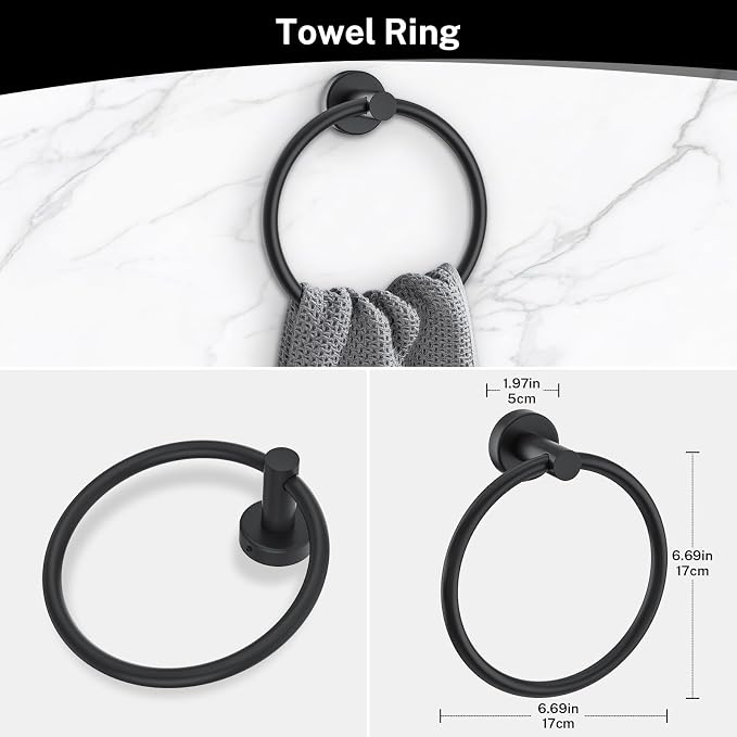 4-Piece Matte Black Bathroom Hardware Accessories Set, Robe Hooks, Stainless - Image 4