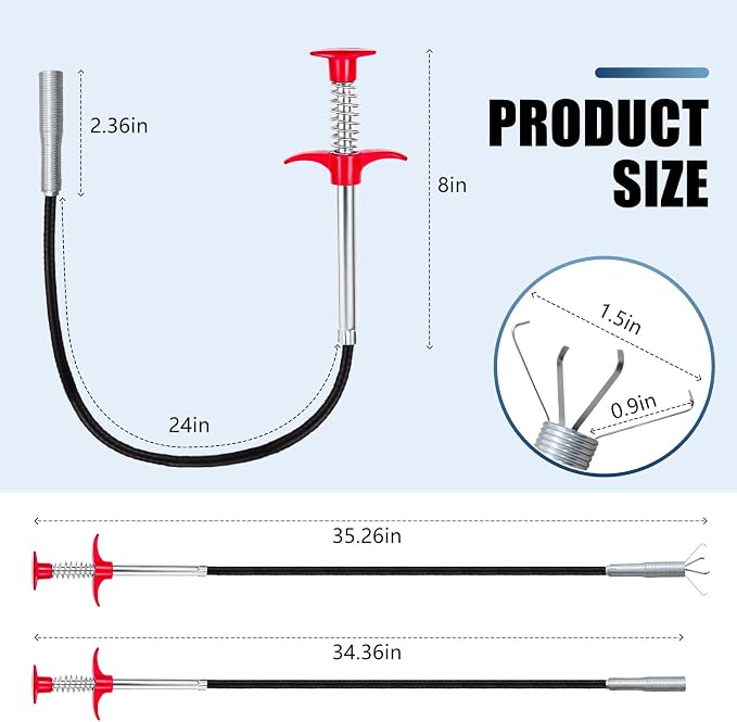 24'' Flexible Grabber Claw, Drain Snake - Image 8