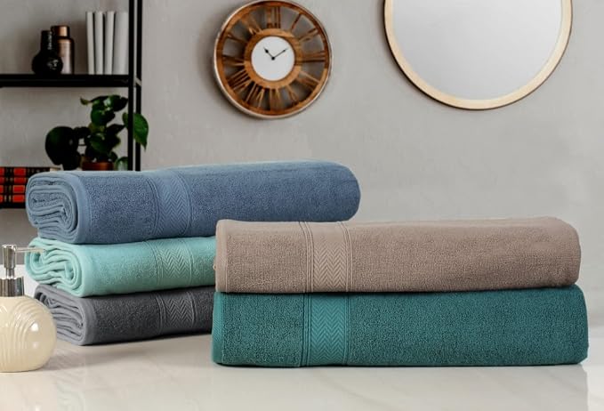 HILLFAIR 600 GSM- 40 x 80 Inches- 100% Cotton 2 Pc XXL Oversized Bath Towel - Image 7