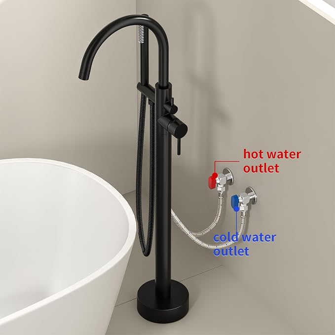 Freestanding Bathtub FaucetFloor Mount Bathtub Filler Shower Mixer Faucet - Image 5