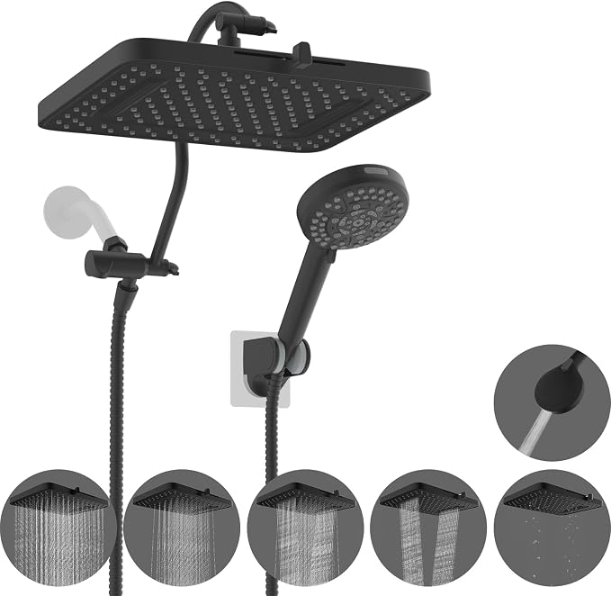 Hibbent cUPC Certified High Pressure 13'' Dual Shower Head Combo by Hibbent