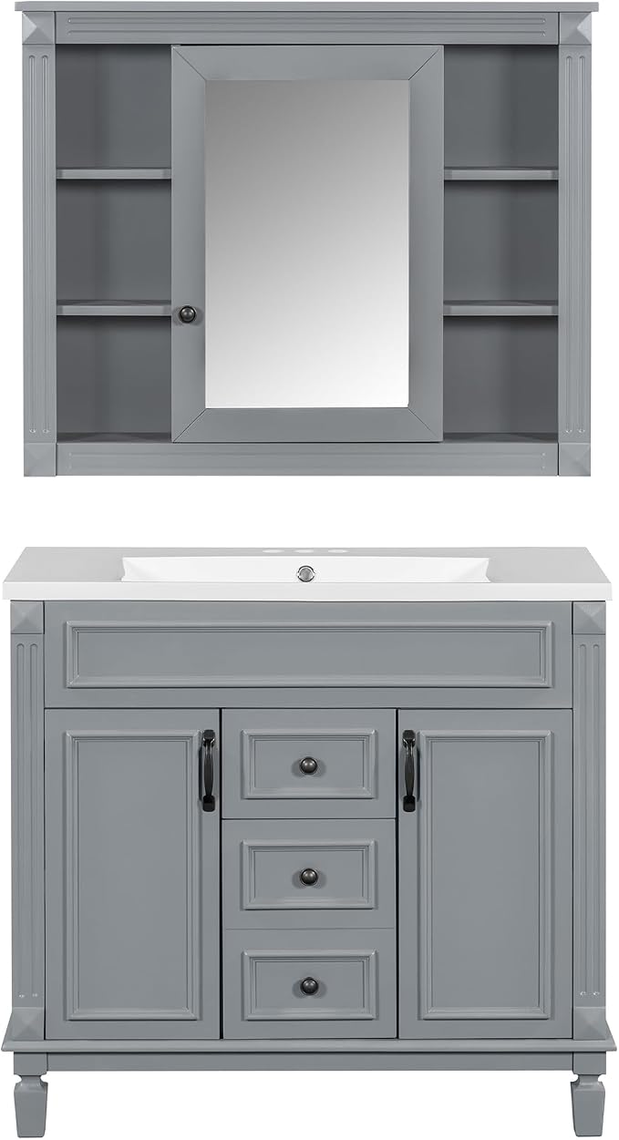 Merax 36" Bathroom Vanity with Sink, 36 inch Bathroom Vanity Storage Cabinet - Image 8