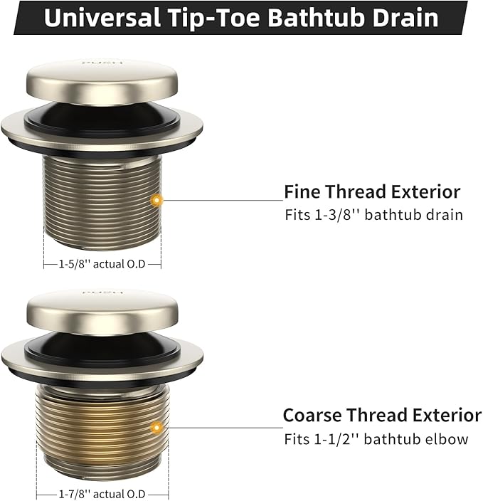 All Metal Tip-Toe Bathtub Drain Kit - Image 4
