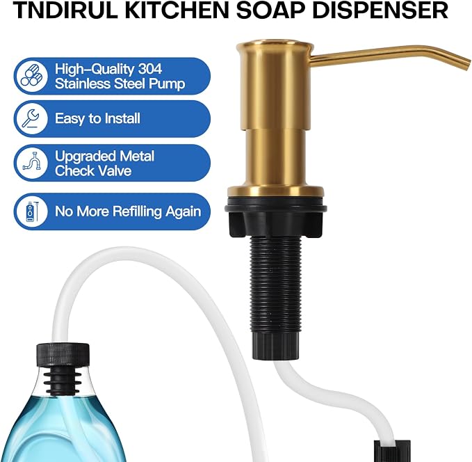 Soap Dispenser for Kitchen Sink, Brushed Gold Built in Soap Dispensers - Image 6