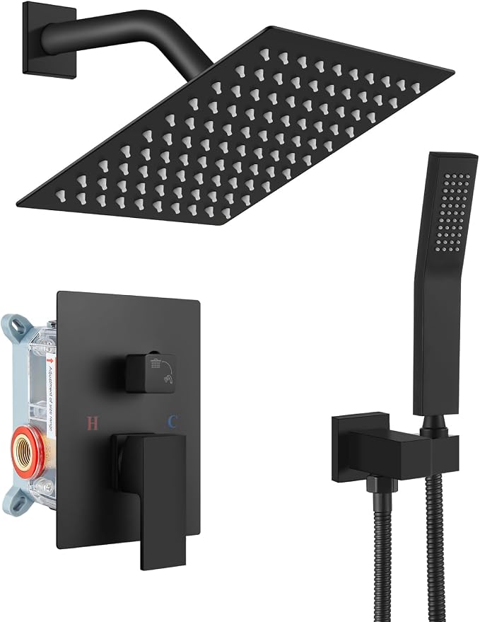 gotonovo Rainfall Bathroom Shower System Rain Shower Head and Handle Set Wall by HOME