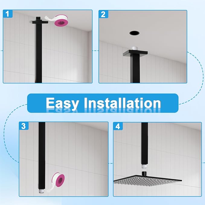 Ceiling Mount Shower Arm with Flange 20 Inches Square Straight Extender - Image 4