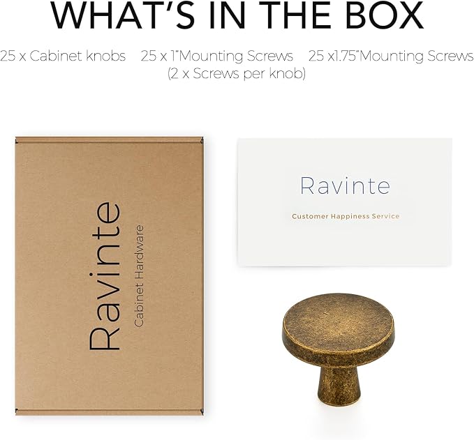 Ravinte 25 Pack Drawer Pulls 1-1/4 Inch Kitchen Cabinet Knobs Solid Round - Image 7