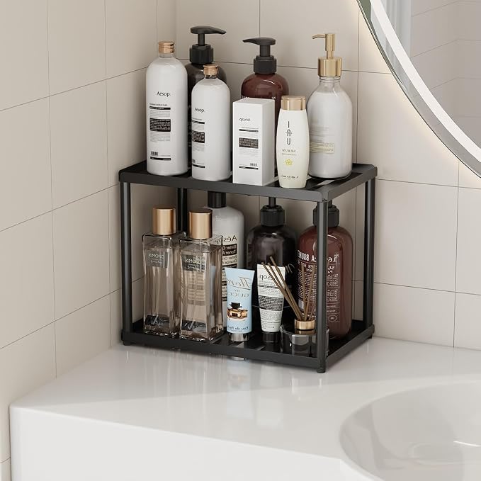 2 Tier Bathroom Counter Organizer, Rectangular Vanity Organizer Shelf, Skincare - Image 6