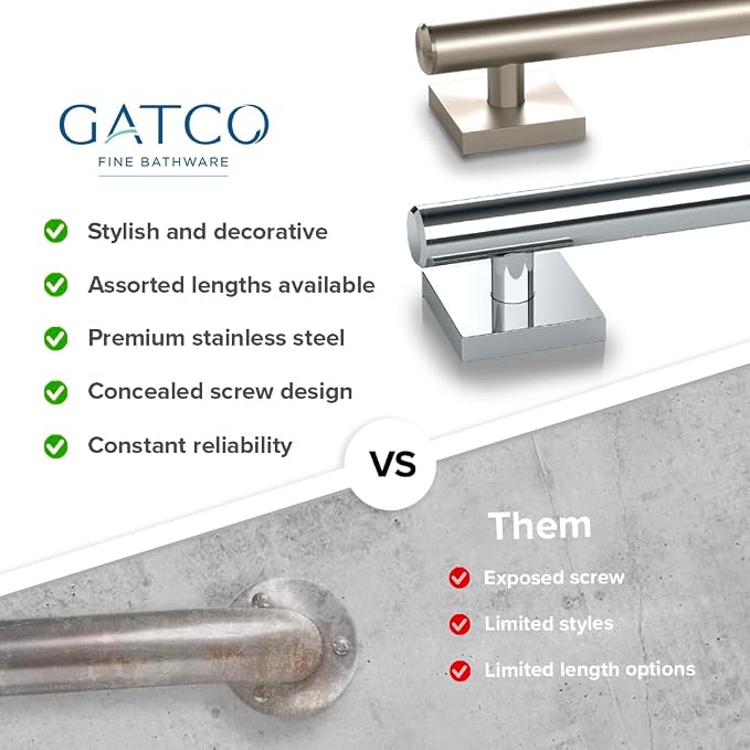 Gatco 956 Elevate, Grab Bar, Satin Nickel/ADA Compliant Stainless Steel Safety - Image 6