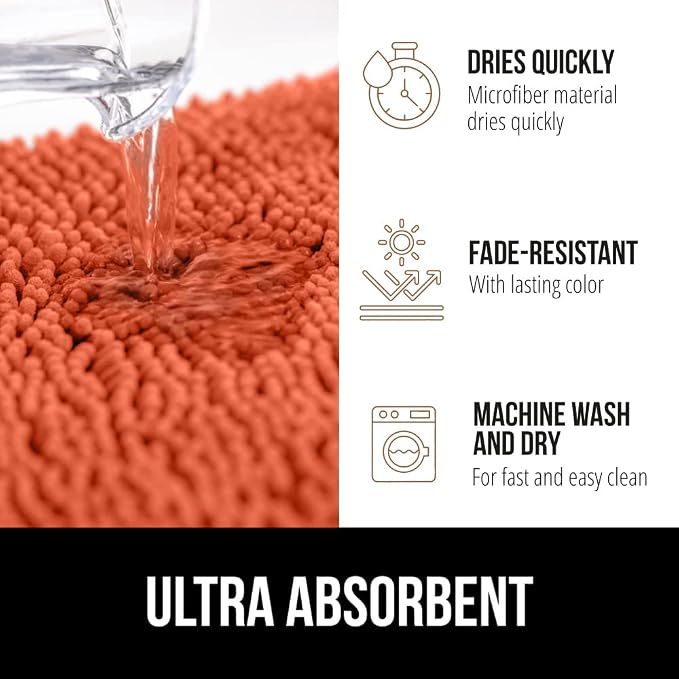 GORILLA GRIP Bath Rug Mat 60x24, Thick Soft Absorbent Chenille, Quick Dry - Image 4
