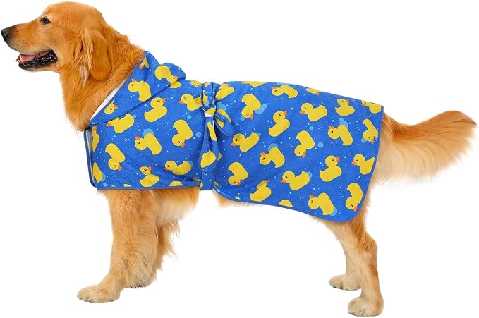 HDE Dog Bathrobe Super Absorbent Quick Drying Puppy Towel Wrap Coat Adjustable - Image 3