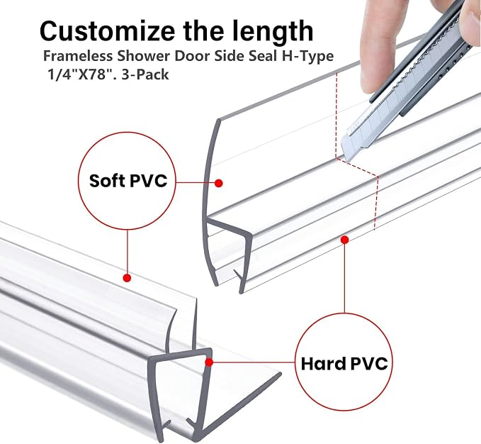 Shower Door Bottom&Side Seal Set 3PCS, to Stop Water Leaks - Image 3