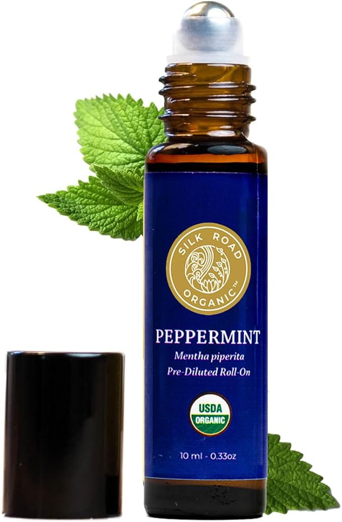Silk Road Organic Peppermint Essential Oil Roll On, USDA Certified, by SILKROADORGANIC