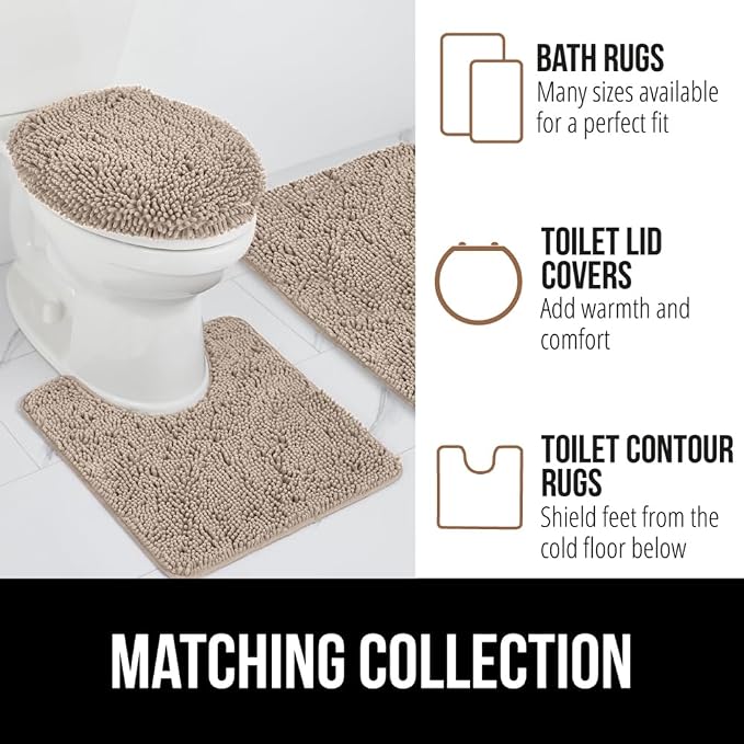 GORILLA GRIP Bath Rug Mat 44x26, Thick Absorbent Chenille, Quick Dry Microfiber - Image 8
