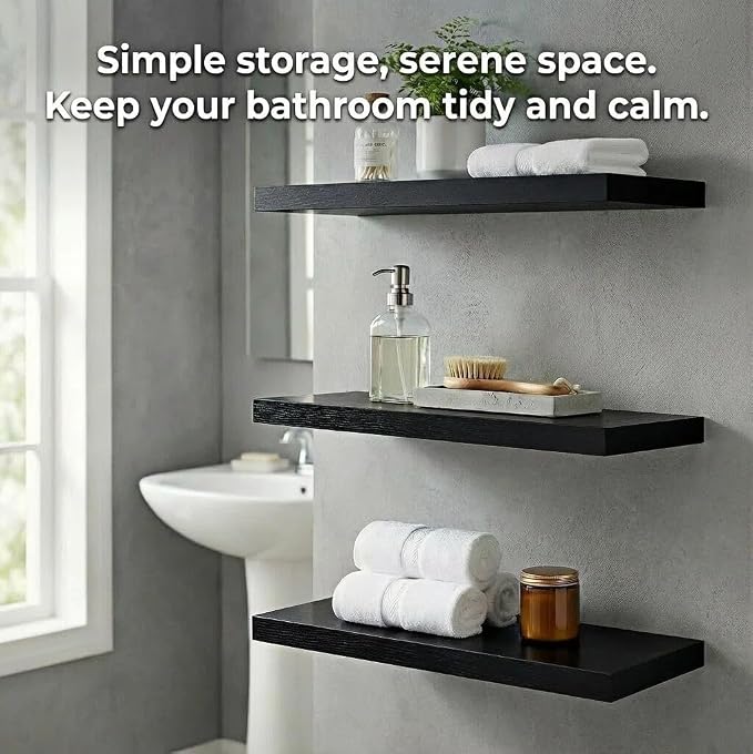 SAUMONIERES Floating Shelves Wall Shelf Solid Wood - Image 2