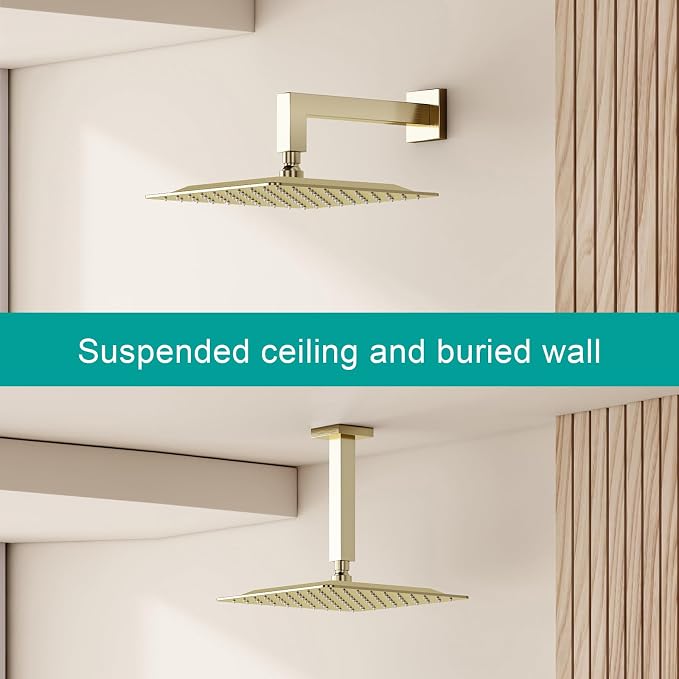 Square Rain Shower Head, High Flow Stainless Steel, Work - Image 7